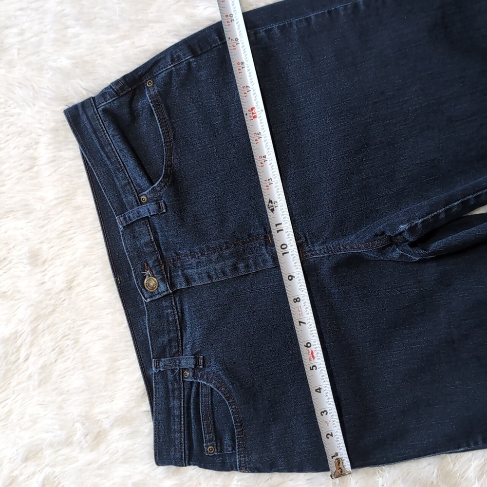 Lee Denim Dark Wash High Waisted Straight Leg Classic Retro Blue Jeans - Picture 10 of 12